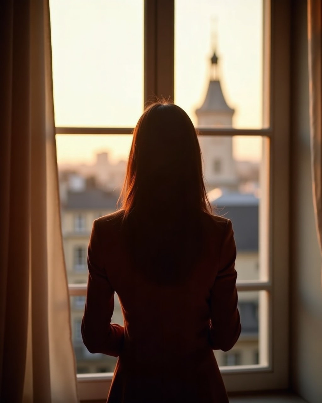 La fondatrice de FF CONSULTING face aux toits de Paris